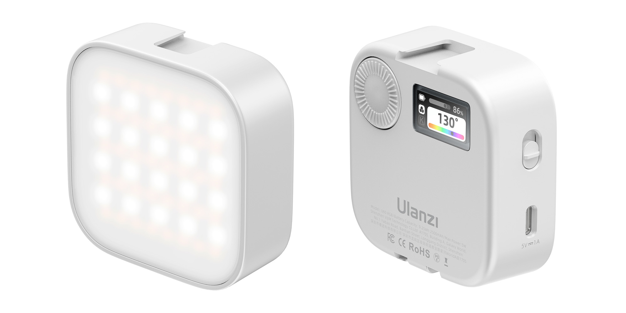 Lampa LED Ulanzi U60 - RGB, WB (2500 K - 9000 K), biała